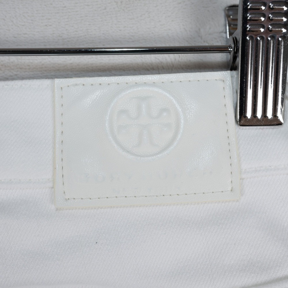 Tory Burch White High Rise Button Fly Embroidered Flower Cropped‎ Jeans Size 27 - Picture 14 of 16